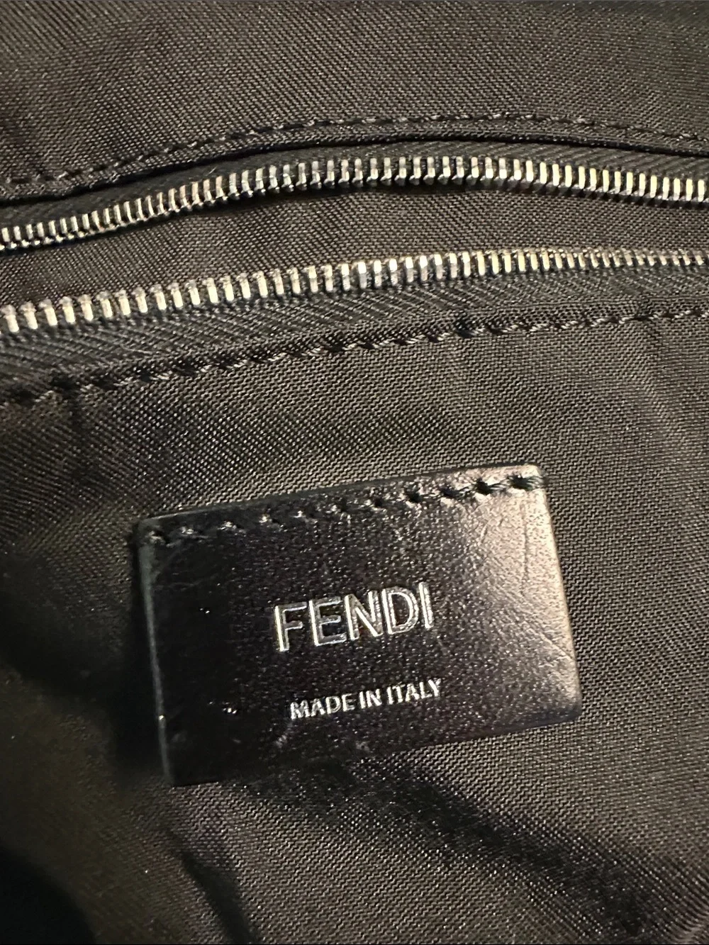 Fendi Black Duffel Bag with Yellow and Red Logo Straps
